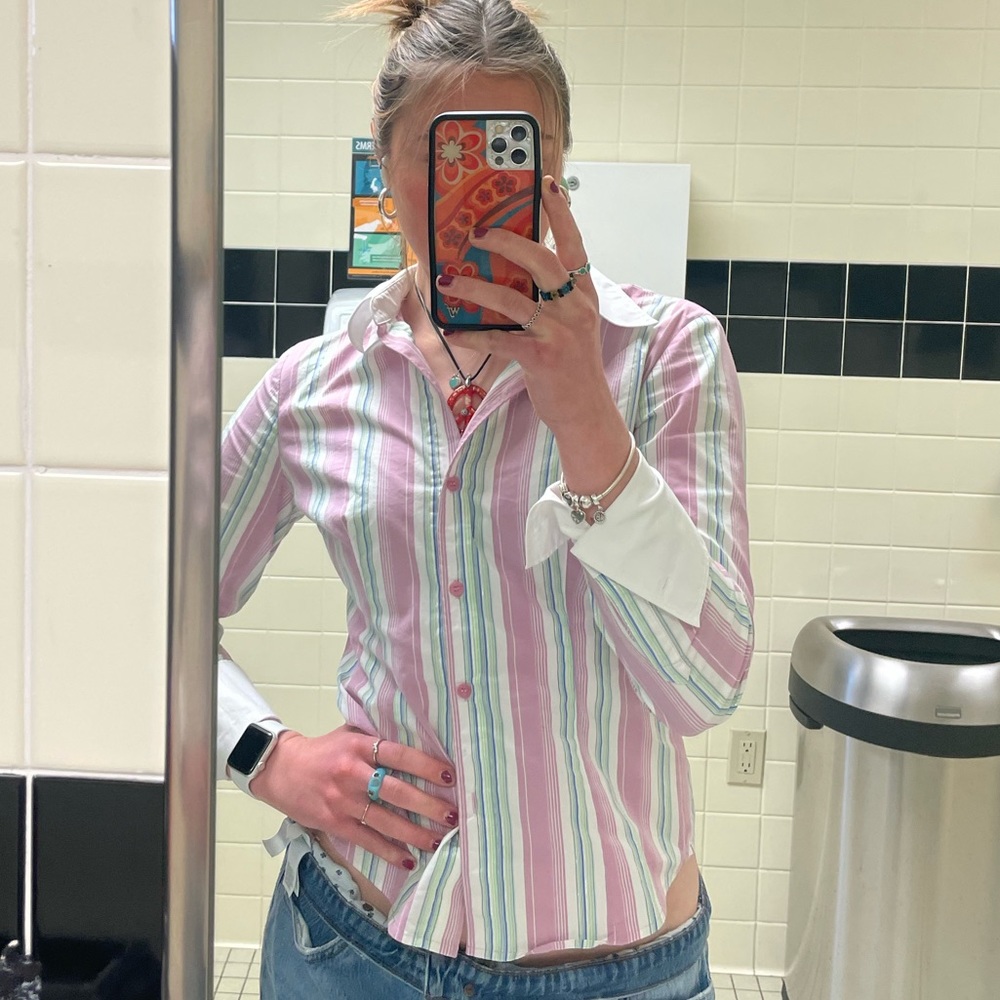Y2K PINK BUTTON DOWN